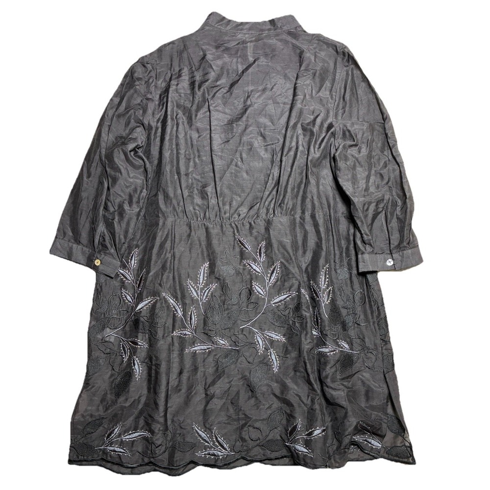 Coldwater Creek Tunic‎ Women's 1X Black Floral Embroidered Sheer Silk Blend NEW - Picture 2 of 11